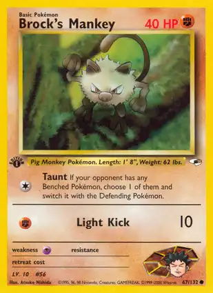Brock's Mankey 67/132 Gym Heroes 1st Edition
