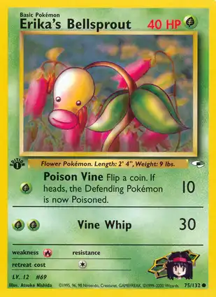 Erika's Bellsprout 75/132 Gym Heroes 1st Edition