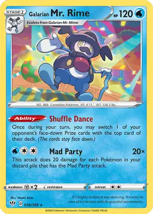 Galarian Mr. Rime 036/189 Darkness Ablaze