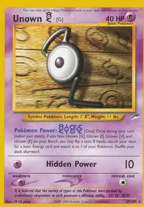 Unown [G] 27/105 Neo Destiny