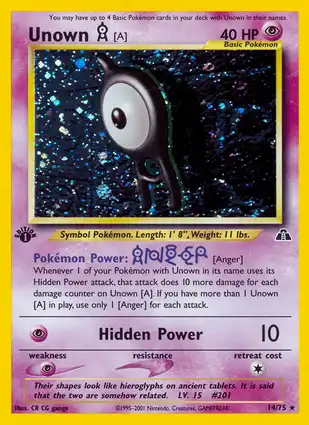 Unown [A] 14/75 Neo Discovery 1st Edition