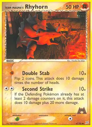 Team Magma's Rhyhorn 67/95 EX Team Magma vs Team Aqua