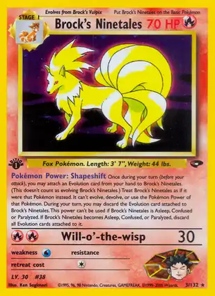 Brock's Ninetales 3/132 Gym Challenge 1st Edition