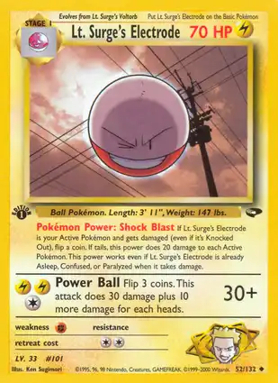 Lt. Surge's Electrode 52/132 Gym Challenge 1st Edition