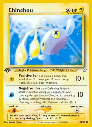 Chinchou 42/64 Neo Revelation 1st Edition