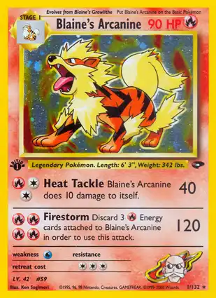 Blaine's Arcanine 1/132 Gym Challenge 1st Edition