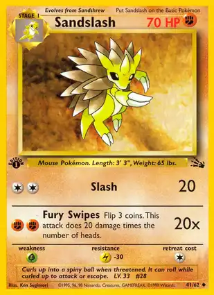 Sandslash 41/62 Fossil 1st Edition