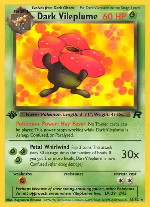 Dark Vileplume 30/82 Team Rocket 1st Edition