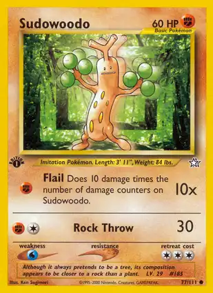 Sudowoodo 77/111 Neo Genesis 1st Edition