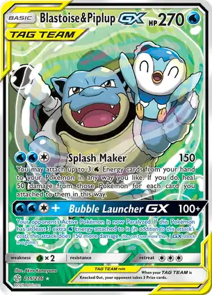 Blastoise & Piplup-GX 215/236 Cosmic Eclipse
