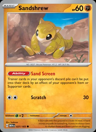 Sandshrew 027/165 Scarlet & Violet 151