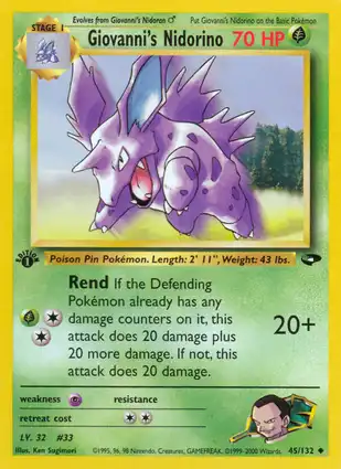 Giovanni's Nidorino 45/132 Gym Challenge 1st Edition