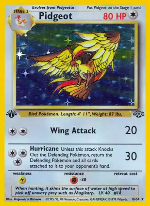 Pidgeot 8/64 Jungle 1st Edition