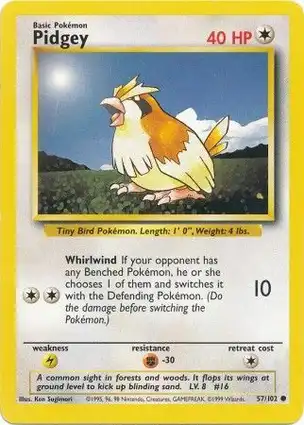Pidgey 57/102 Base Set Unlimited