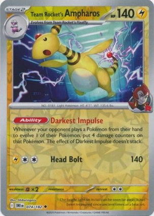 Team Rocket's Ampharos 074/182 Destined Rivals