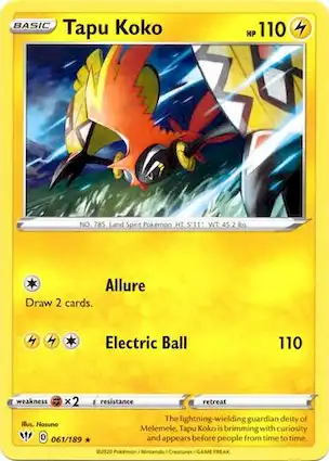 Tapu Koko 061/189 Darkness Ablaze