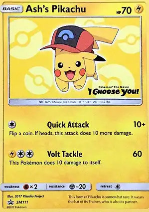 Ash's Pikachu SM111 Sun & Moon Promos