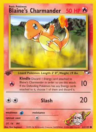 Blaine's Charmander 61/132 Gym Heroes 1st Edition