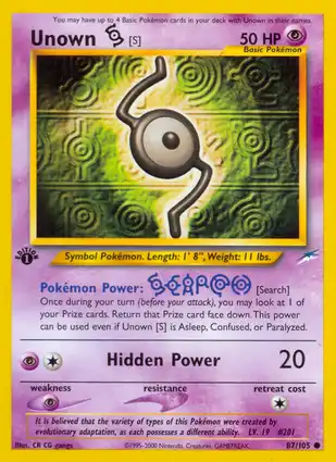 Unown [S] 87/105 Neo Destiny 1st Edition
