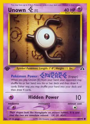 Unown [E] 67/75 Neo Discovery 1st Edition