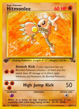 Hitmonlee 22/62 Fossil 1st Edition