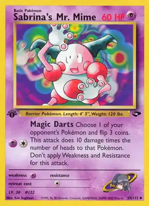 Sabrina's Mr. Mime 59/132 Gym Challenge 1st Edition