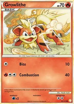 Growlithe 65/123 HeartGold & SoulSilver