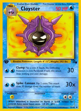 Cloyster 32/62 Fossil 1st Edition