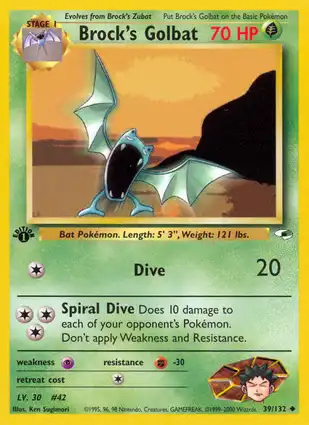 Brock's Golbat 39/132 Gym Heroes 1st Edition