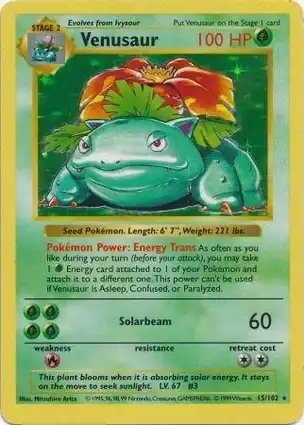 Venusaur 15/102 Base Set Shadowless