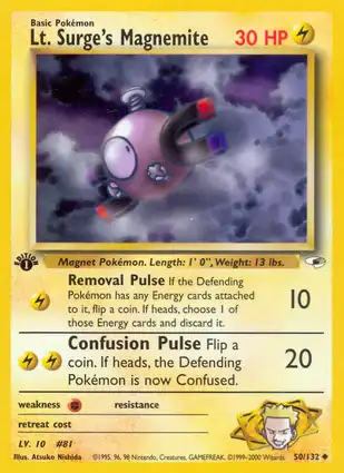 Lt. Surge's Magnemite 50/132 Gym Heroes 1st Edition