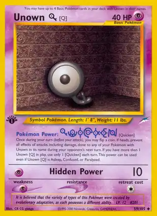 Unown [Q] 59/105 Neo Destiny 1st Edition