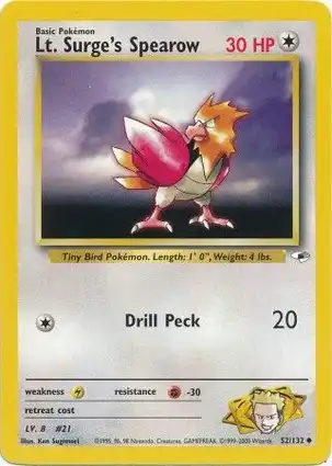 Lt. Surge's Spearow 52/132 Gym Heroes