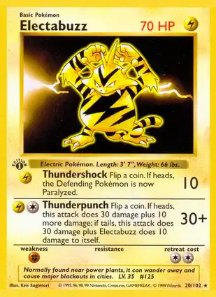 Electabuzz 20/102 Base Set 1st Edition