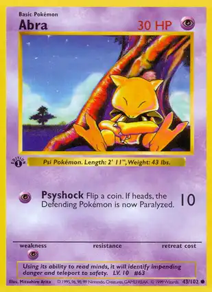 Abra 43/102 Base Set 1st Edition