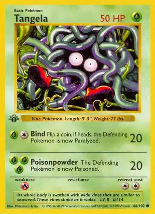 Tangela 66/102 Base Set 1st Edition