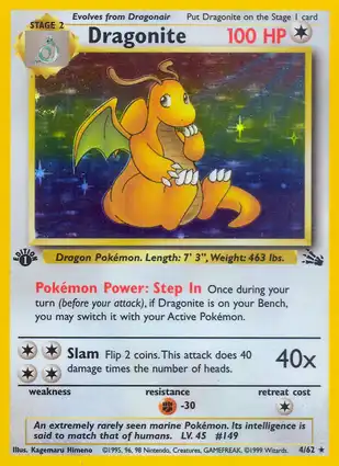 Dragonite 4/62 Fossil 1st Edition