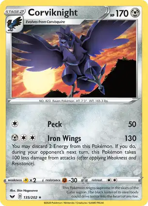 Corviknight 135/202 Sword & Shield