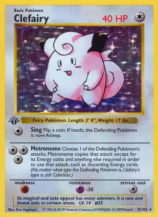Clefairy 5/102 Base Set 1st Edition