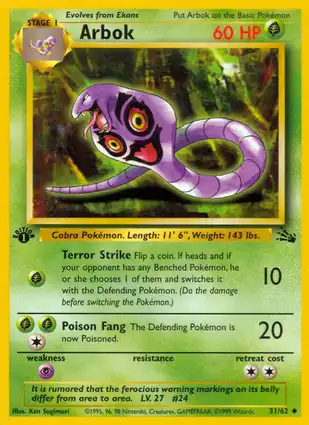 Arbok 31/62 Fossil 1st Edition