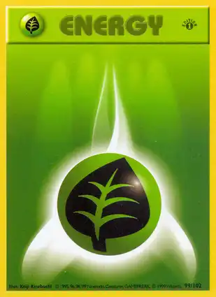 Grass Energy 99/102 Base Set 1st Edition