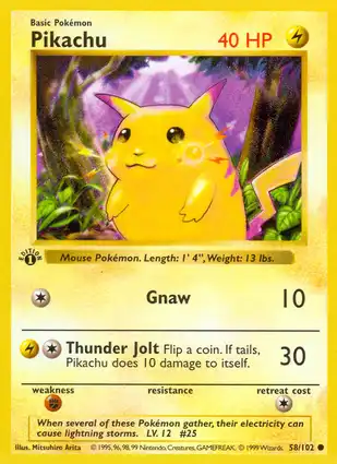 Pikachu 58/102 Base Set 1st Edition