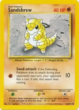 Sandshrew 62/102 Base Set Unlimited