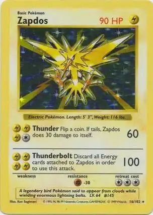 Zapdos 16/102 Base Set Shadowless