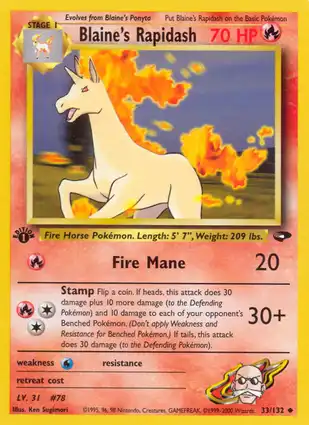 Blaine's Rapidash 33/132 Gym Challenge 1st Edition