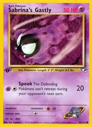 Sabrina's Gastly 93/132 Gym Heroes 1st Edition