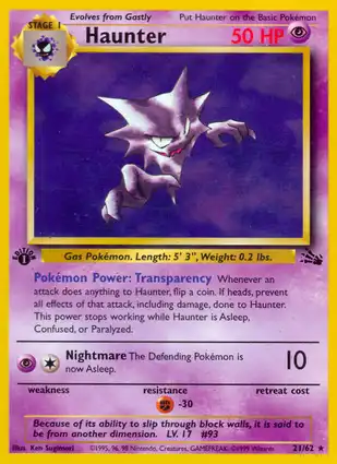 Haunter 21/62 Fossil 1st Edition