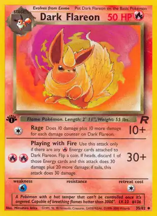 Dark Flareon 35/82 Team Rocket 1st Edition