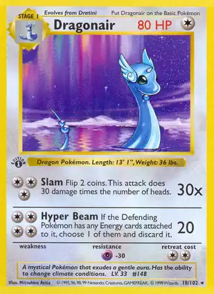 Dragonair 18/102 Base Set 1st Edition