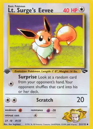 Lt. Surge's Eevee 51/132 Gym Challenge 1st Edition